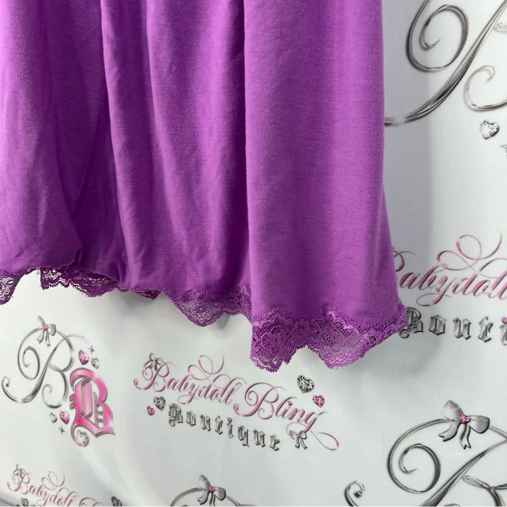 Soma tank top fairy hem asymmetrical lace cinch sexy Lavender Lace Trim Top - Picture 3 of 7